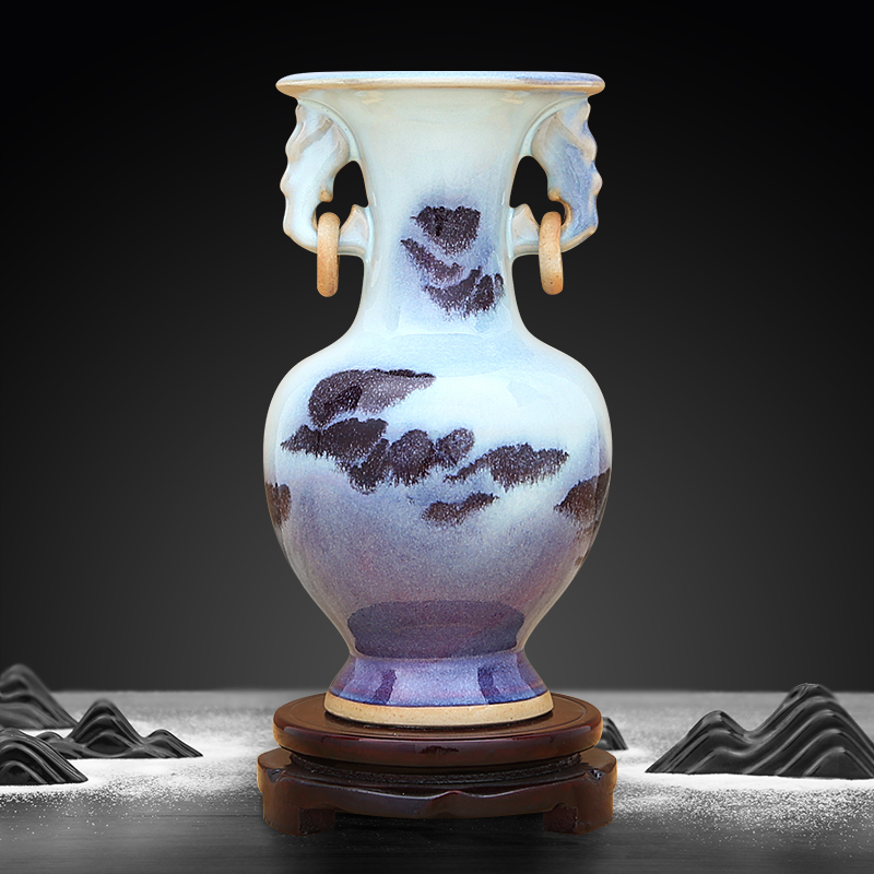 钧瓷窑变釉花瓶酒柜装饰品