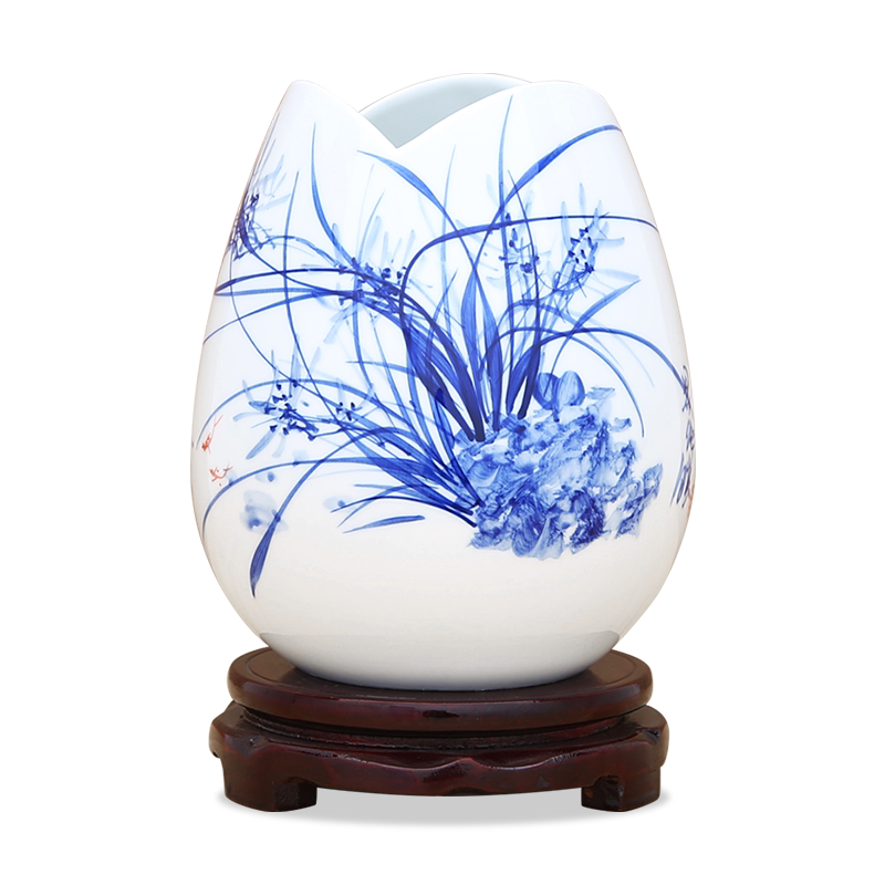 手绘斗彩工艺品房间摆设插花器