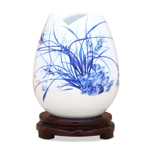 景德镇陶瓷手绘斗彩插花器水培花瓶工艺品客厅摆件房间装饰品摆设