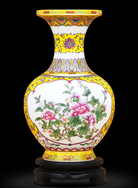 景德镇陶瓷器珐琅彩花瓶客厅工艺品办公室摆件艺术品开业乔迁礼物
