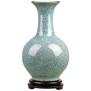 景德镇仿古官窑裂纹陶瓷器花瓶中式摆件家居样板间装饰品客厅插花