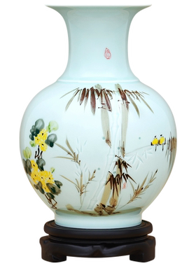 景德镇陶瓷器新中式粉彩花瓶工艺品客厅摆件家居博古架装饰品瓷瓶