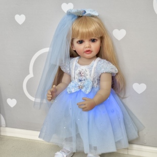 NPK正版全胶55厘米可入水洗澡爱莎发光公主裙仿真洋娃娃娃娃 过家
