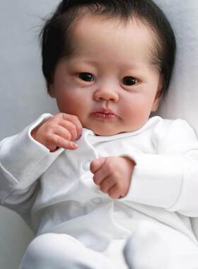 19英寸新生儿宝宝睁眼白哈衣仿真洋娃娃 纯手工制作 静脉血丝可见