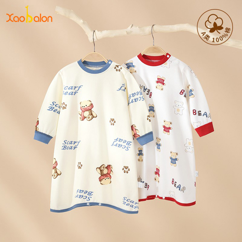 小班郎婴儿睡裙春秋纯棉睡袍防踢被神器儿童睡衣女宝宝睡裙家居服