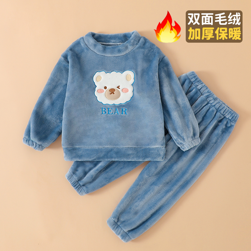 宝宝珊瑚绒睡衣套装卡通