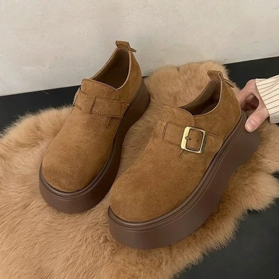 勃肯鞋内增高8厘米厚底勃肯鞋女一脚蹬女鞋2025秋冬新款复古加绒