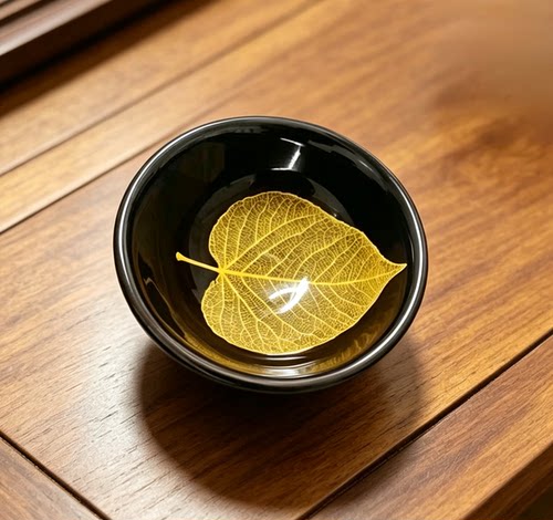 木叶天目盏个人茶杯陶瓷茶盏主人杯建盏男士单杯木叶盏窑变茶碗