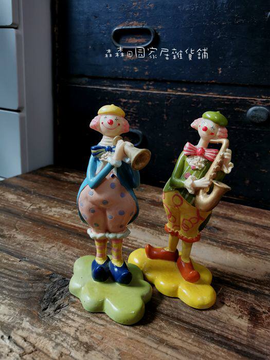 欧美设计师款小丑马戏团古董娃娃摆件客厅复古做旧人偶家居装饰品