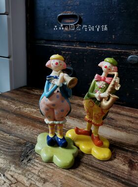 树脂彩绘小丑怀旧家居装饰品摆件