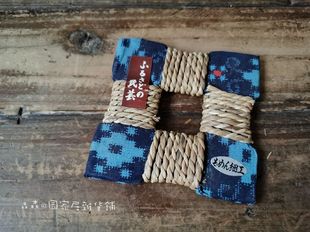 日本回流茶道家用壶承日式染付青花棉麻布艺多用杯垫隔热保护摆件