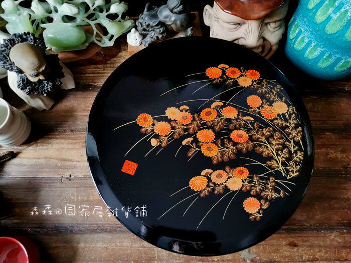 日本回流漆器山中漆器樱花浮世绘超大号收纳盒果子食品盒收纳盒、