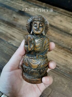 日本木雕观音大黑天财神古董佛像