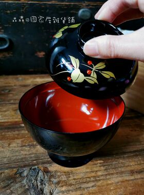 日本回流漆器树脂大漆金莳绘汤屯茶杯盖碗描金原木箱五客高档茶道