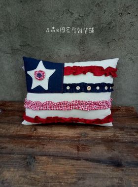 布艺复古做旧国旗抱枕情人节摆件