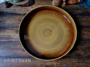 日本回流大漆干泡台茶盘小壶承圆形储水式迷你家用日式泡茶台托盘