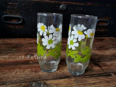 日本回流佐佐木玻璃杯五客入印花白绿花夏天凉水杯饮料杯果汁杯套