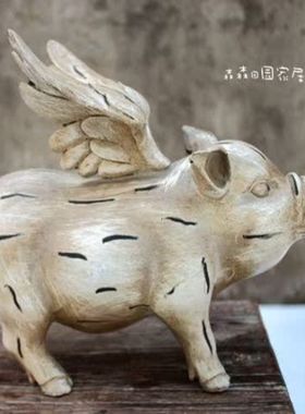 吉祥树脂做旧美式乡村风婚庆摆件