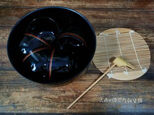 日本回流树脂大漆茶箱套装盖杯茶道具中古高级抹茶碗日式漆器茶道