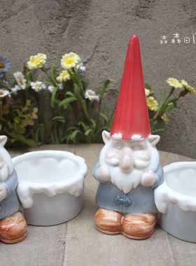 陶瓷烛台小矮人户外园艺家居装饰