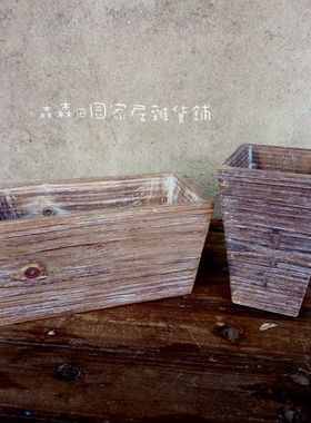 复古实木花盆摆件艺术品