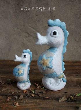 陶瓷手绘地中海海马可爱书房摆件