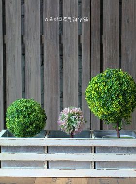 美式乡村风实木花盆摆件园艺杂货