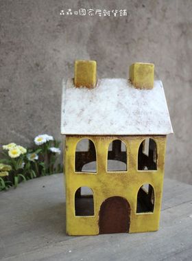 复古怀旧风小房子烛台装饰摆件