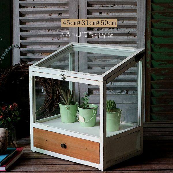 户外花园花架子花房装饰品 橱窗特色展示柜 外贸出口样品木质花几