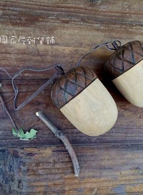 木质复古做旧松果挂件家居装饰