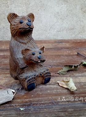 欧式风田园实木雕刻装饰摆件