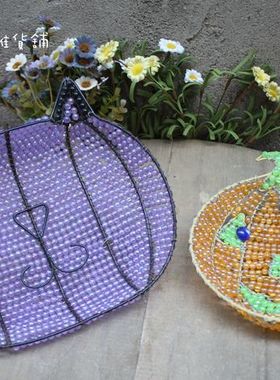 串珠小猫咪篮子样品铁艺家居装饰