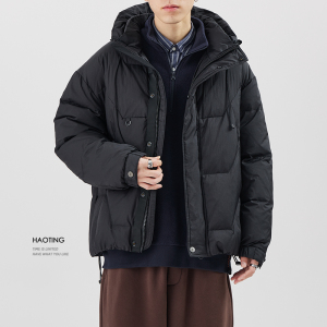 豪霆90白鸭绒连帽羽绒服男冬季加厚保暖宽松面包服短款轻便外套