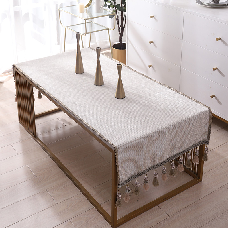 花边茶几布艺欧式现代纯色防尘布