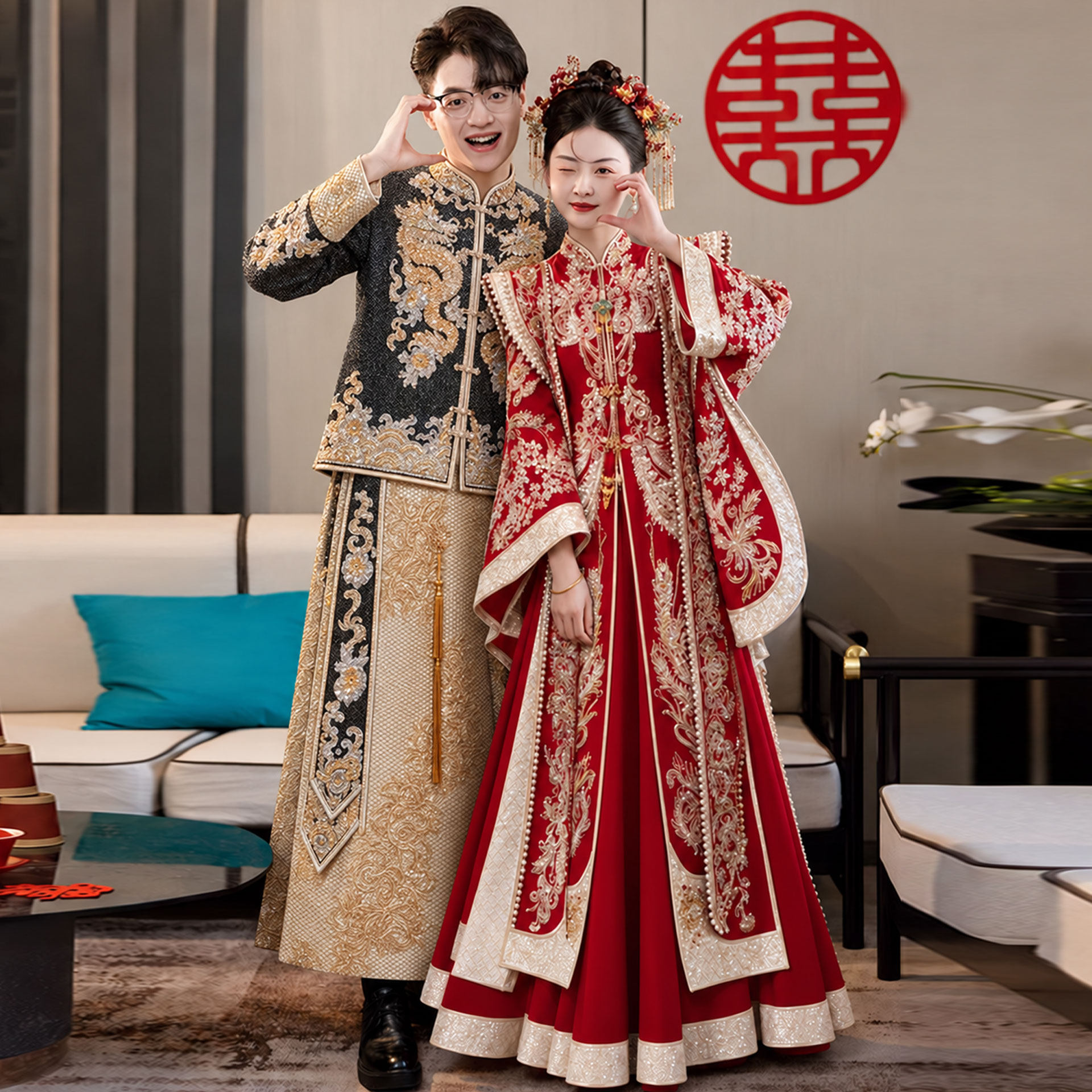 S-6XL秀禾服婚服凤冠霞帔大码