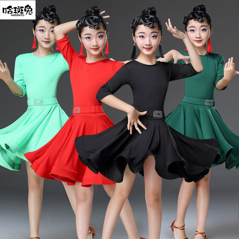 儿童拉丁舞服装女童舞蹈裙秋冬