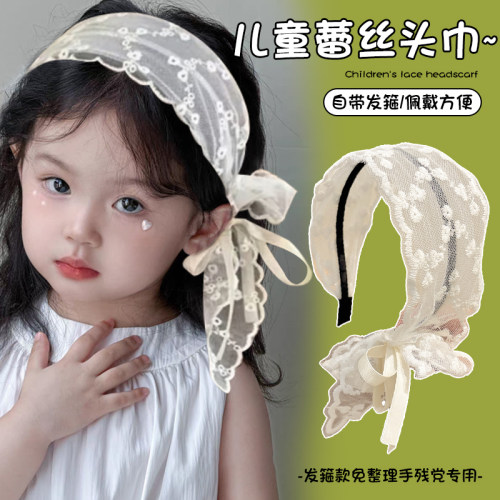 儿童法式蕾丝蝴蝶结高级感发箍