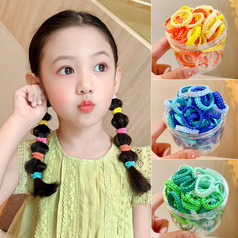 小女孩彩色拇指发圈橡皮筋高弹耐用头绳儿童扎辫子不伤发发绳发饰