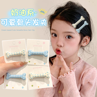 儿童可爱奶油骨头发夹女童甜美百搭发卡不伤发边夹鸭嘴夹宝宝发饰
