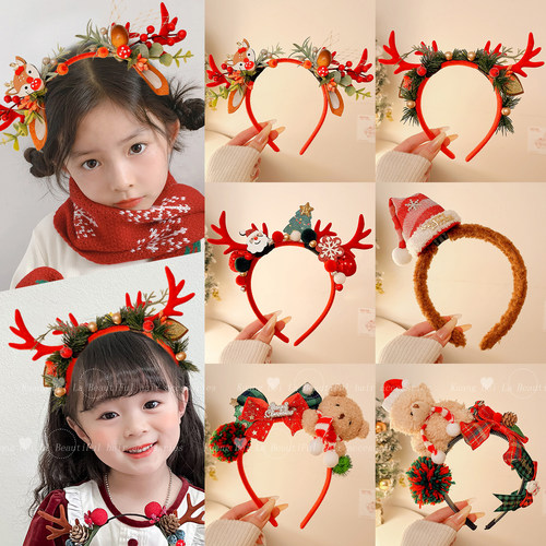 儿童可爱圣诞节鹿角发箍拍摄道具