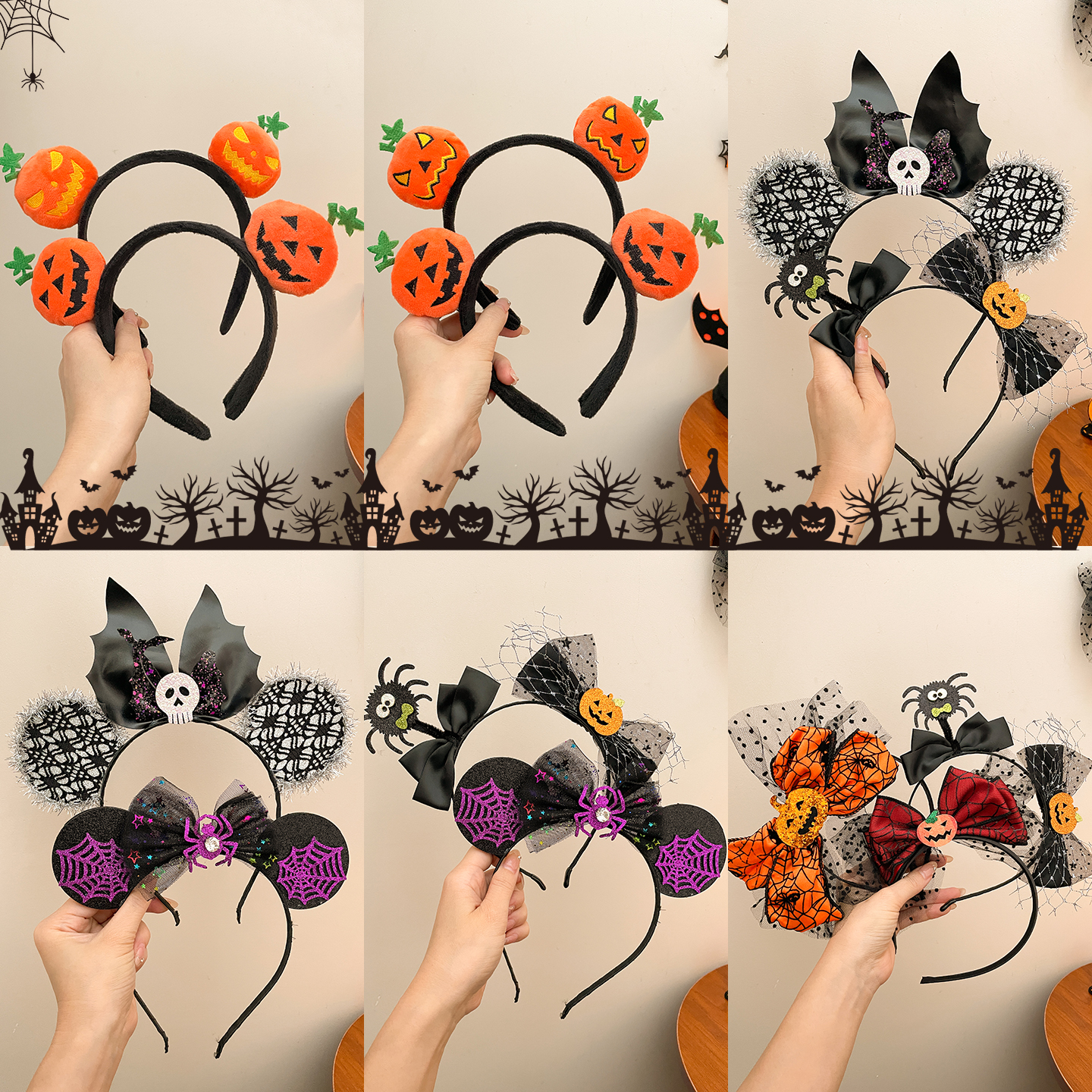 儿童万圣节南瓜蝴蝶结发箍女童创意搞怪演出活动配饰发卡宝宝头饰