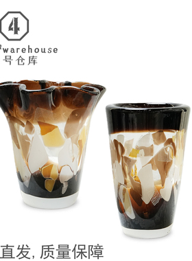 轻奢风美式棕色碎花银箔花瓶样板间酒店民宿餐厅桌面插花软装摆件