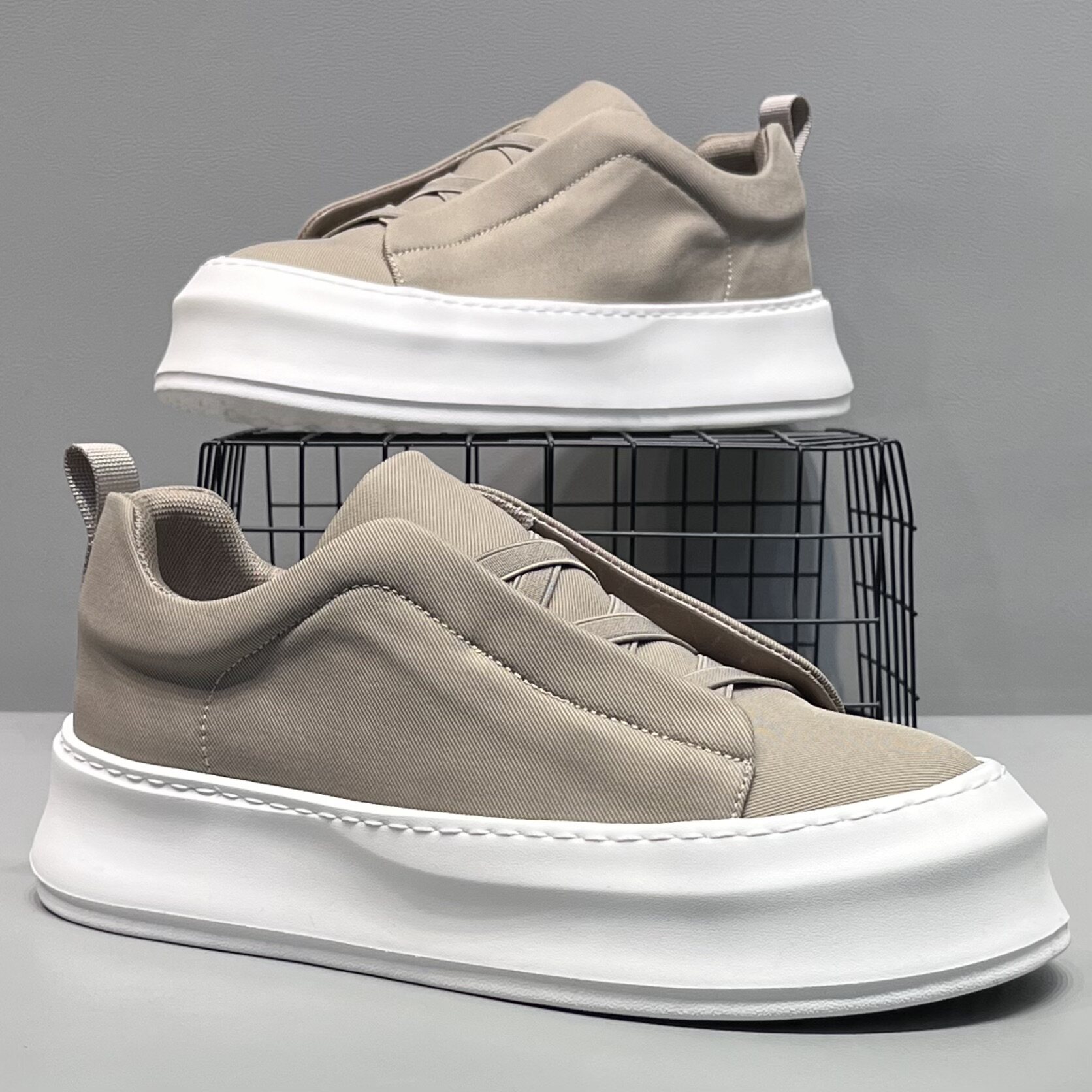 一脚蹬男鞋2026夏季新款百搭时尚舒适运动休闲鞋透气帆布鞋子男款