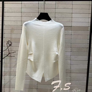 打底羊毛针织衫 欧洲站2025秋冬新款 欧货女潮设计感开叉立领长袖