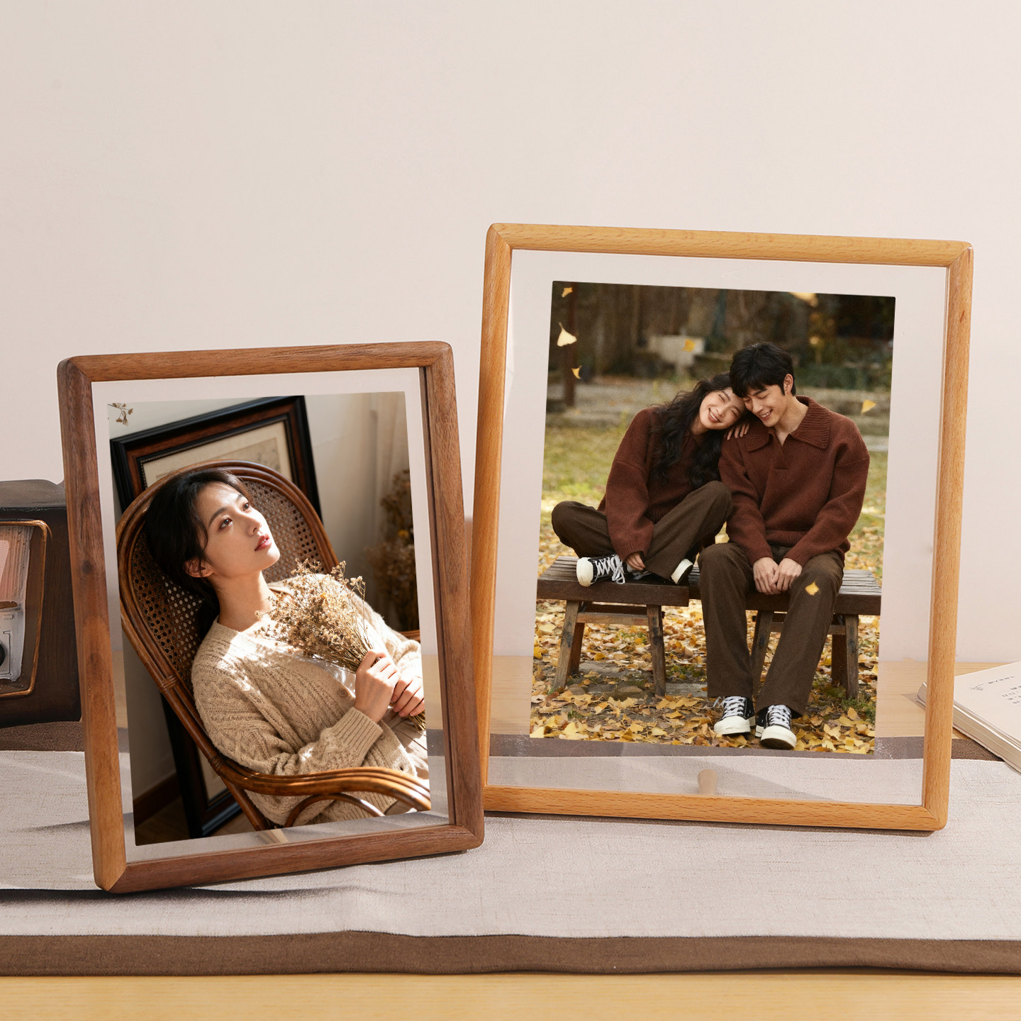 胡桃木实木相框摆台洗照片做成打印6寸8木质7高级感a4空框定制diy