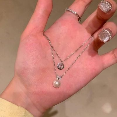 双层珍珠叠戴颈链轻奢小众项链女2023新款爆款设计感高级锁骨链