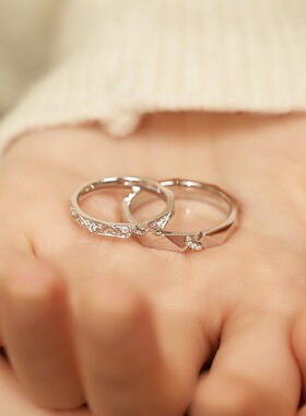 情侣戒指男女一对戒纸短情长小众设计感百搭手饰品学生情人节礼物