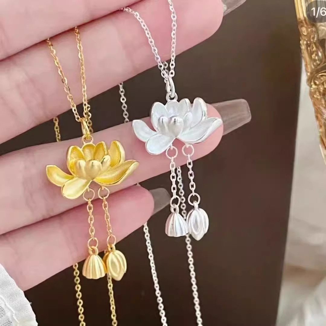莲花流苏吊坠项链女2026新款中国风轻奢小众设计高级感锁骨链