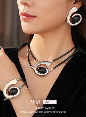 复古螺旋双层女简约首饰套装