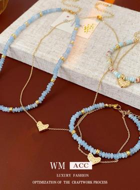 国潮寿山石锁骨链轻奢气质项链